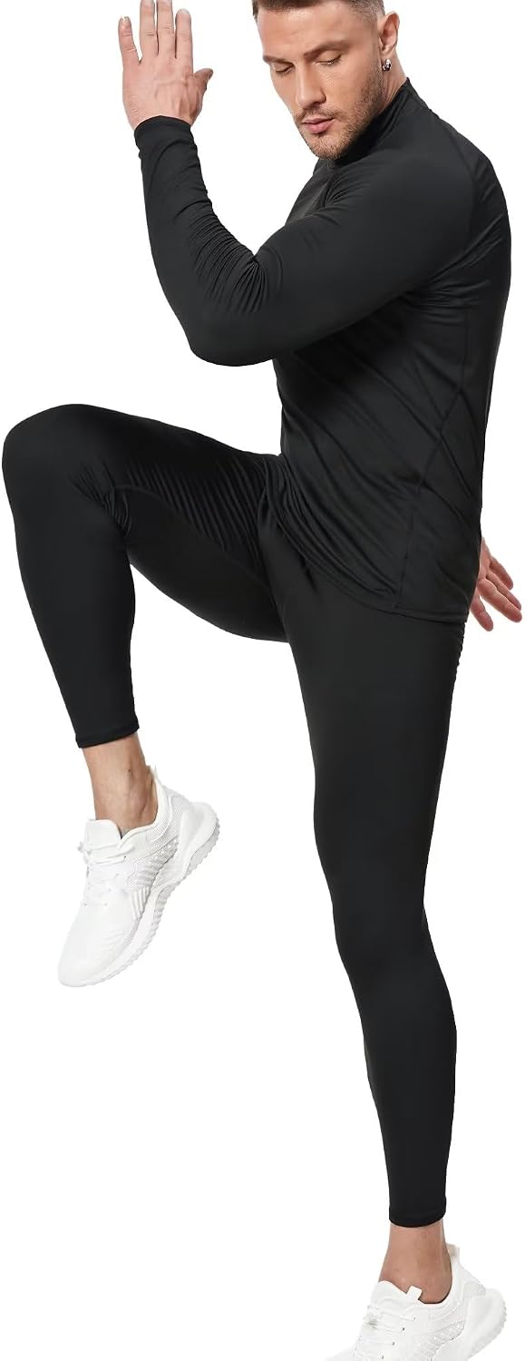 4 or 5 Pack Men's Thermal Compression Pants Fleece Lined Tights Leggings