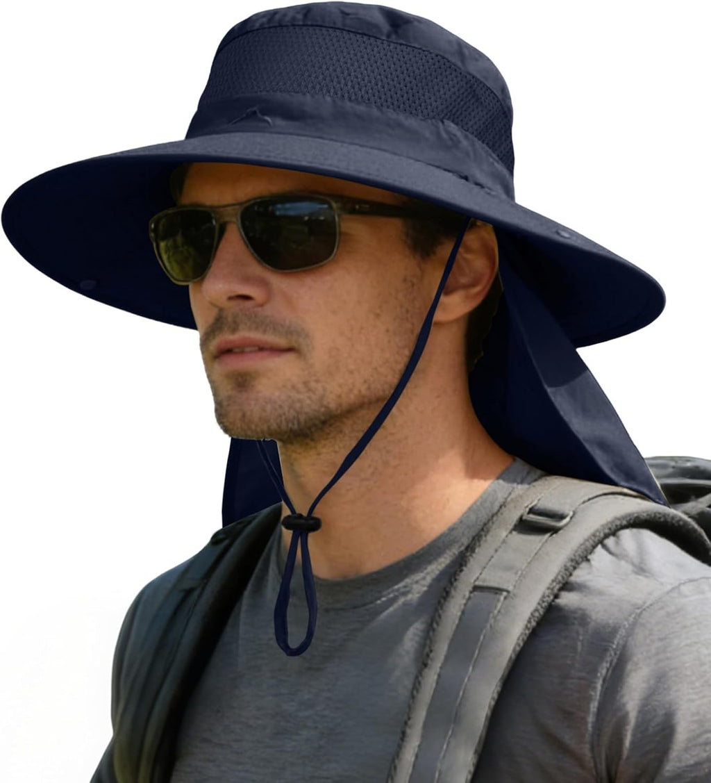 ZOORON Sun Hats for Men Women Fishing Hat with Neck Flap UPF 50+ Wide Brim