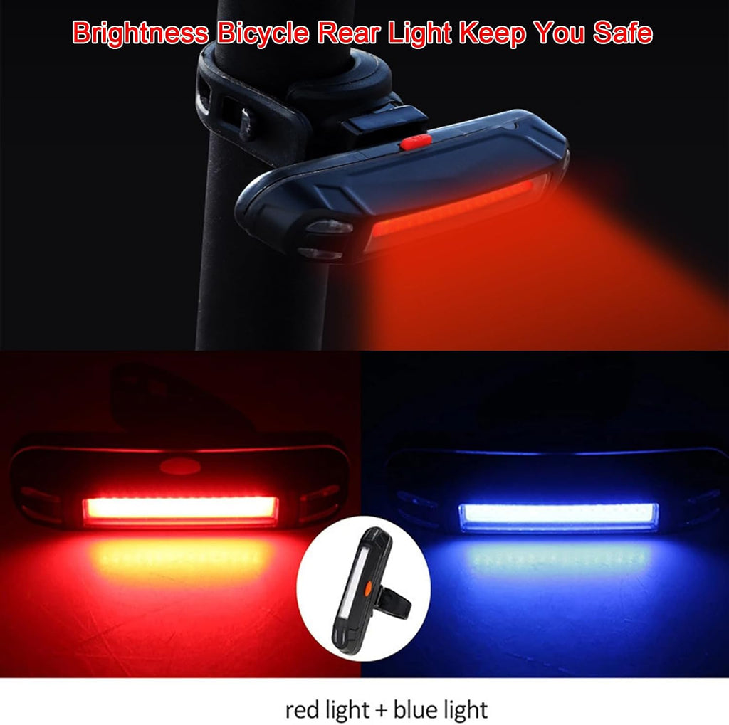 Bike Tail Light Ultra Bright Bicycle Rear Light 2 Pack USB Rechargeable LED Safety Lamp Cycling Night Riding Essential Warning Waterproof 5 Modes Road Reflector Flasher