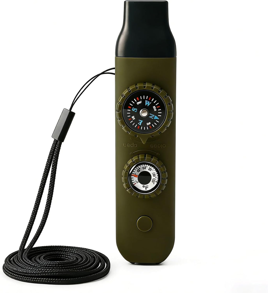 Multifunctional Survival Emergency Whistle for Kids with Compass Hiking Survival, Thermometer & Neck Lanyard | Emergency Safety Gear for Hiking, Camping, Kayaking, Boating, Climbing