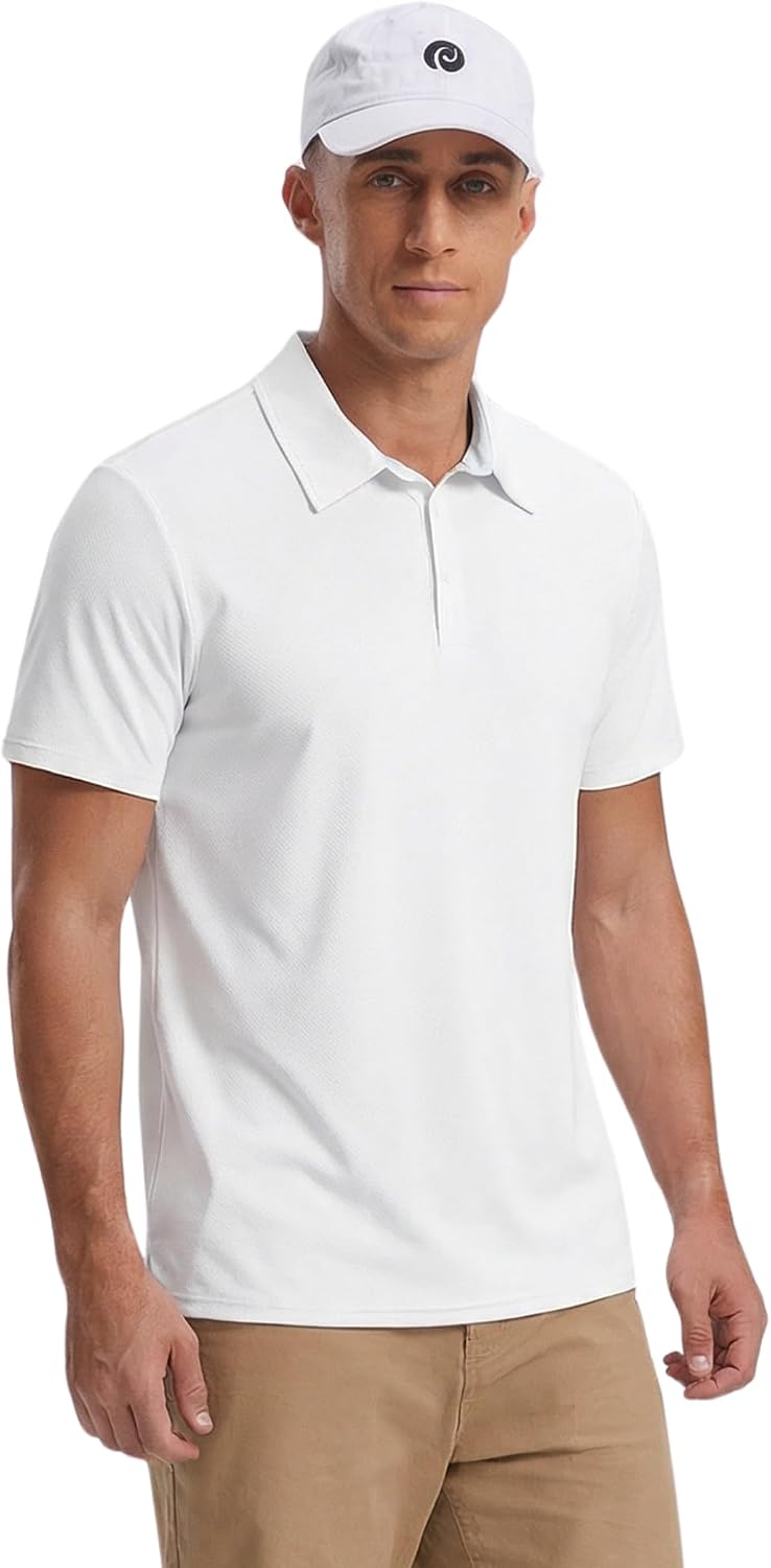 PINSPARK Men's Golf Polo Shirts UPF 50+ Moisture Wicking Collared Shirts