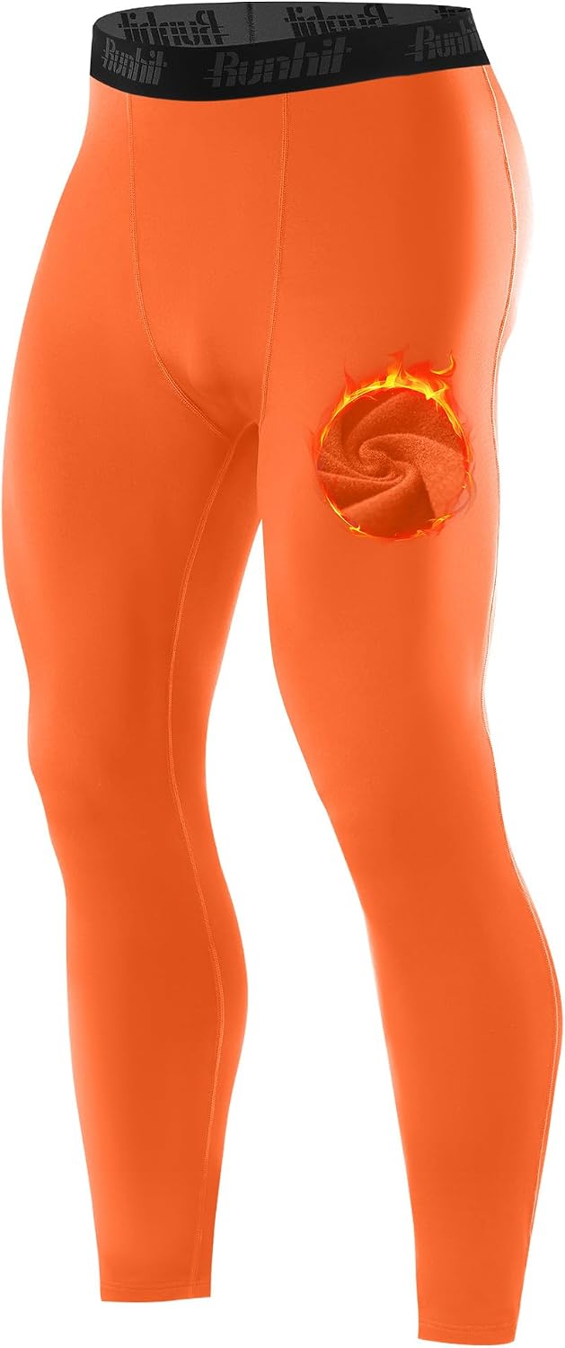 Runhit Men's Thermal Compression Pants Fleece Lined Sports Tights Athletic Leggings Base Layer Bottoms Cold Weather Gear
