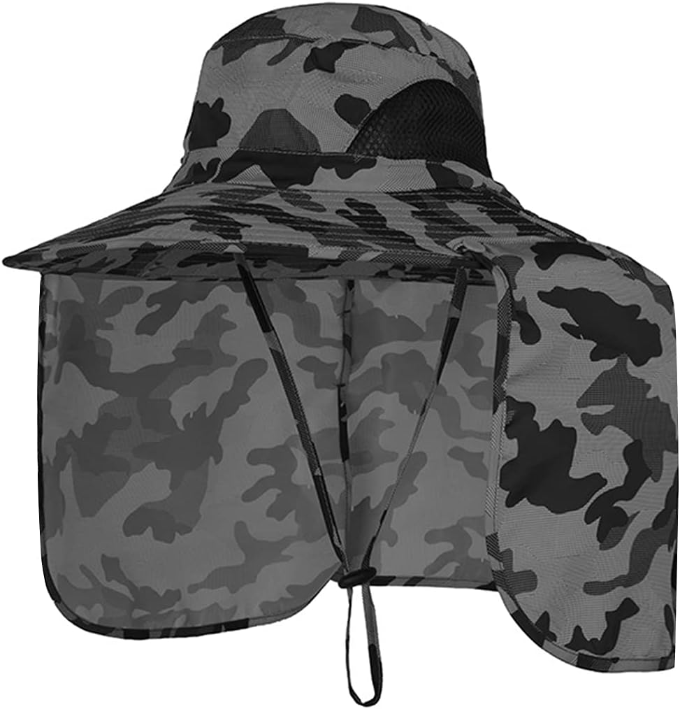Sun Blocker Hats Outdoor Sun Protection Fishing Cap with Neck Flap Large Brim Outdoor Hat