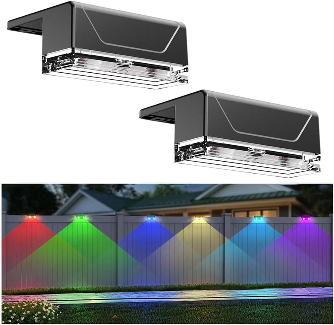 Solar Fence Lights Outdoor，3000/4000/6000K 3 Mode Fence Light Solar Powered