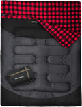 Double Sleeping Bag for Adults Machine Washable 2 Person Camping Sleeping Bag Queen Size Waterproof with Compression Sack for Cold Weather 3-4 Seasons
