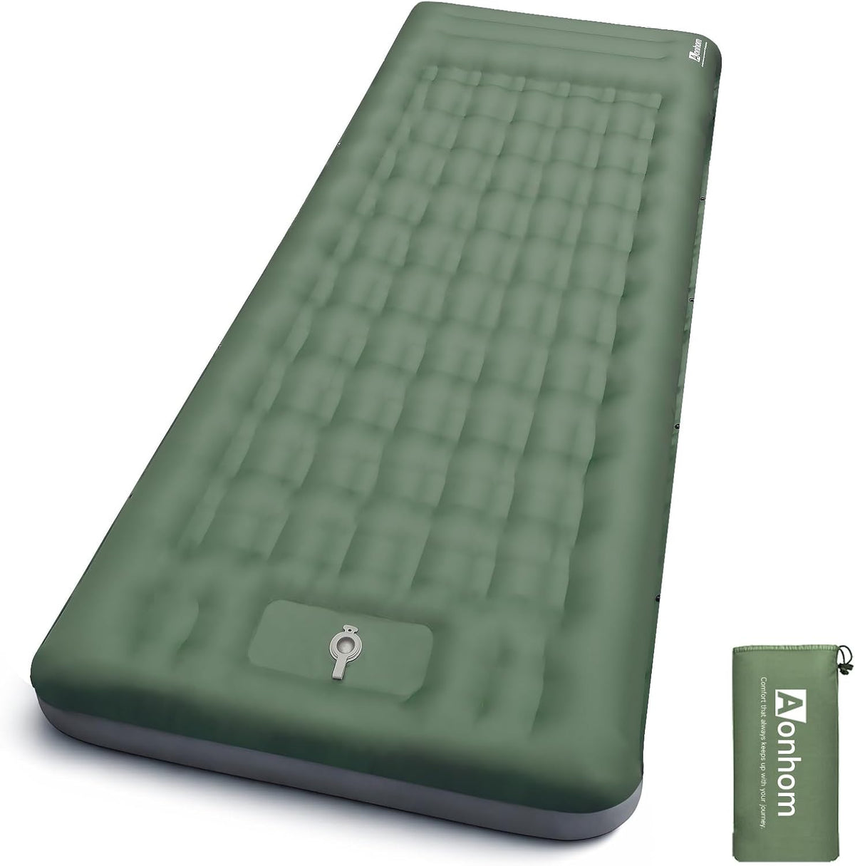 Camping Sleeping Pad, 32.7" Extra Wide, Built-in Foot Pump & Pillow