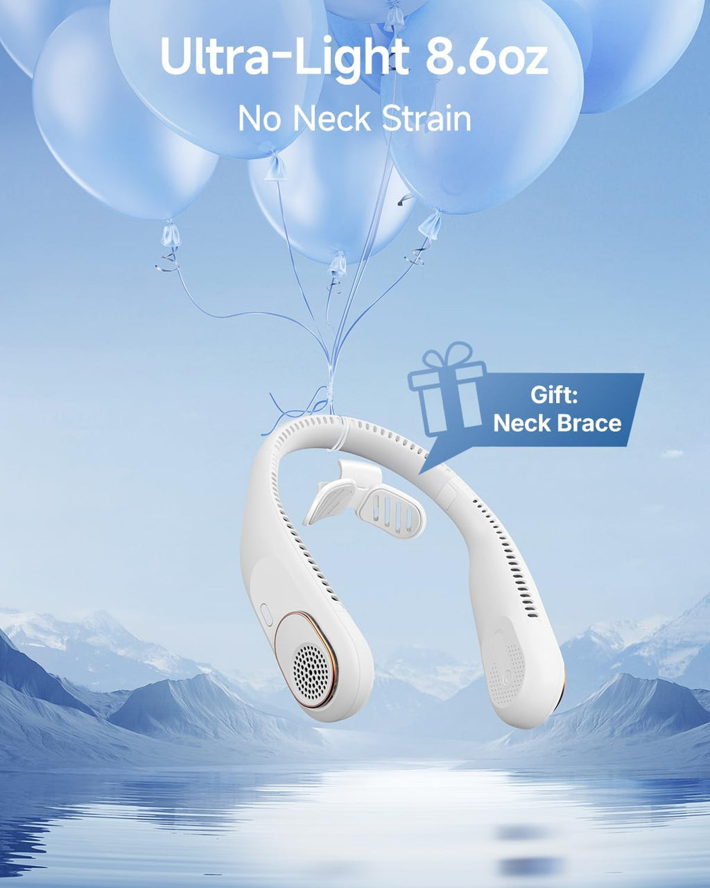 SWEETFULL Portable Neck Fan: 5200mAh Bladeless Personal Fan | 4 Speeds, 20H Max Runtime, No Hair Twist Quiet Wearable Fan for Travel | Birthday Gifts for Men Women Mom Dad
