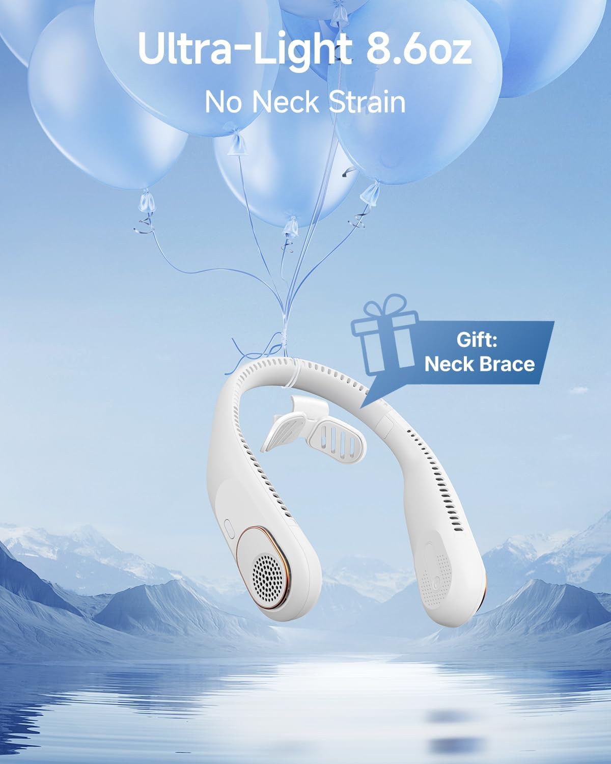 SWEETFULL Portable Neck Fan: 5200mAh Bladeless Personal Fan | 4 Speeds, 20H Max Runtime, No Hair Twist Quiet Wearable Fan for Travel | Birthday Gifts for Men Women Mom Dad