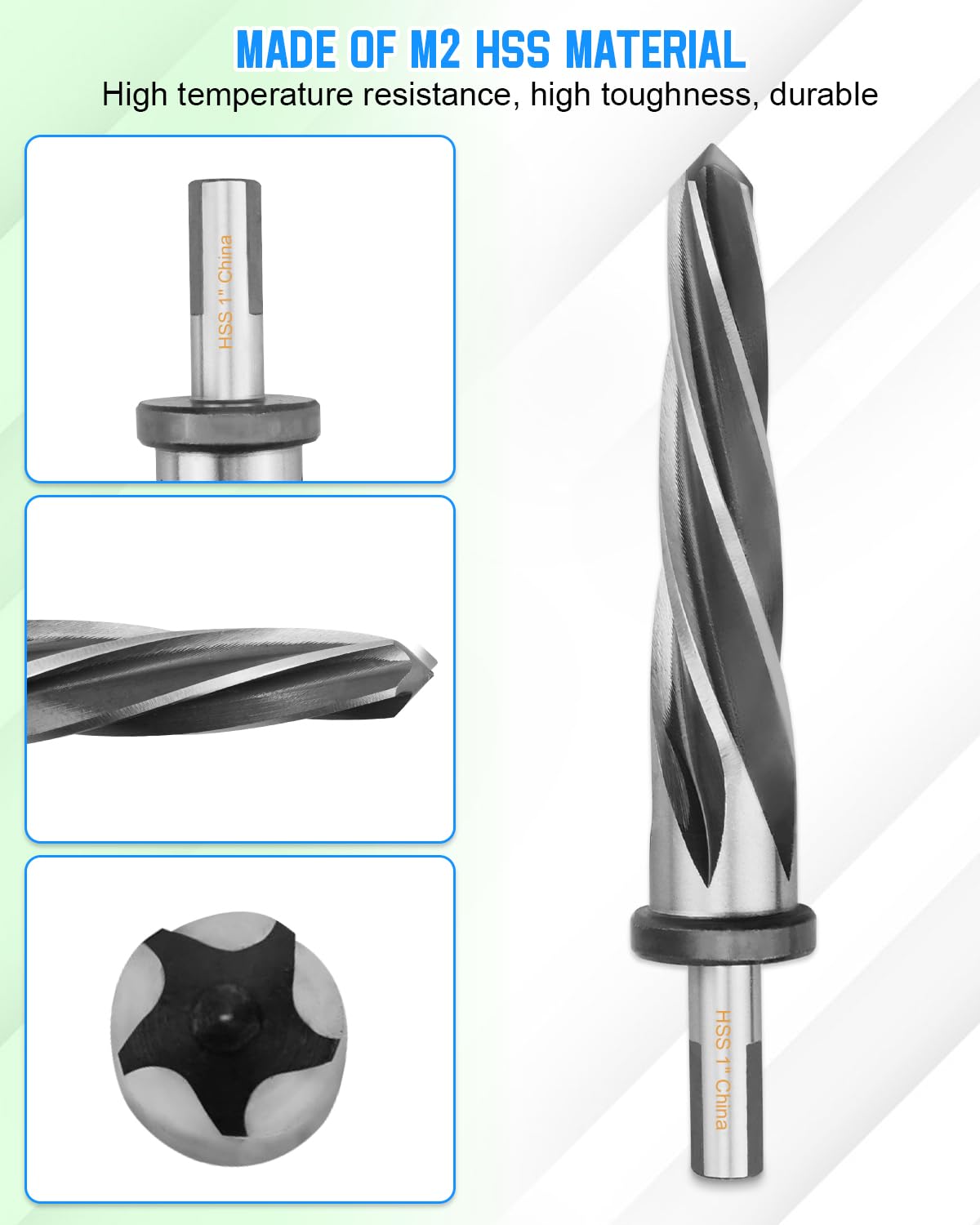1" Drill Bridge/Construction Reamer Bit with 1/2" Non-Slip Shank M2 HSS Taper Chucking Reamer Bit Tool for Steel Metal Wood Alloy Drilling Hole