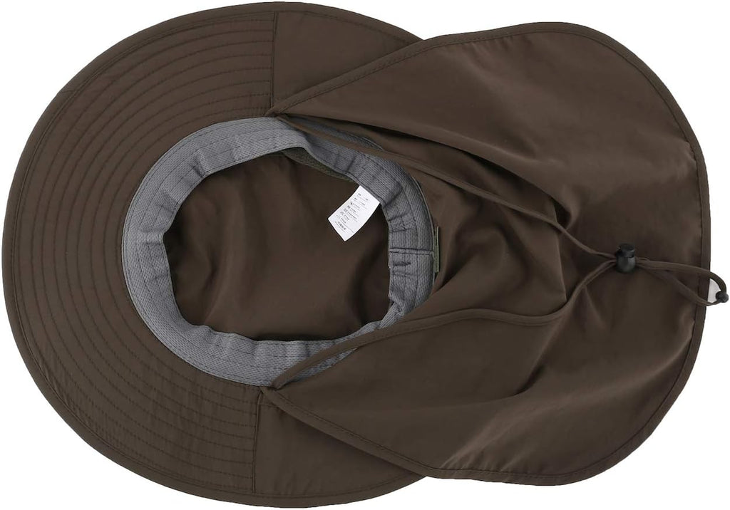Home Prefer Outdoor UPF50+ Mesh Sun Hat Wide Brim Fishing Hat with Neck Flap Sun Hat for Men Women