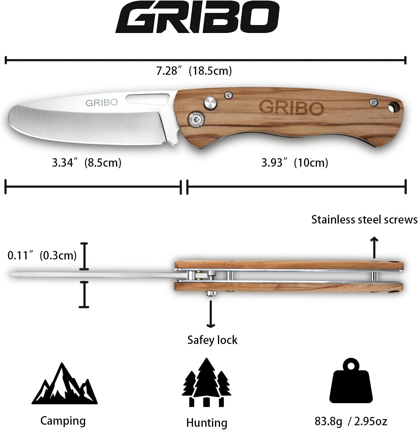 Gribo Kids Pocket Knife, First Folding Knife for Beginners with Safety Lock