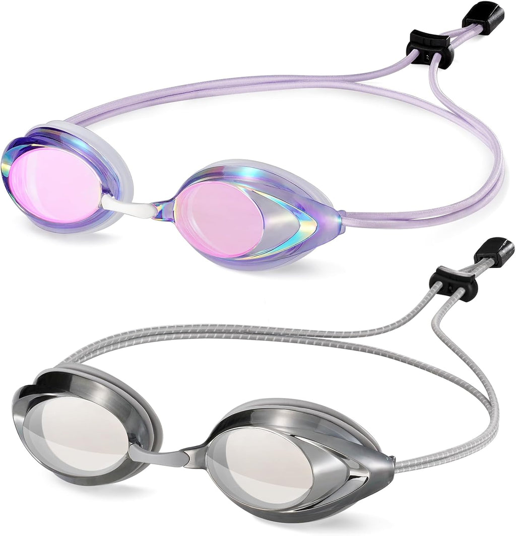 Racing Swim Goggles for Adult Men Women with Bungee Strap No Leaking