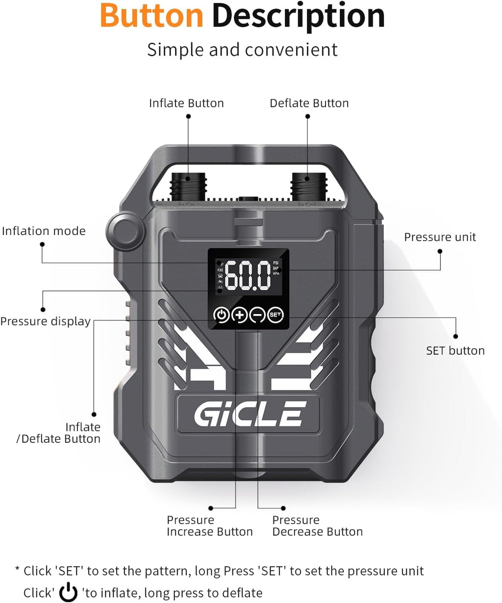 GICLE Paddle Board Pump Electric Portable, SUP Pump for Inflatebles (Grey_60PSI)