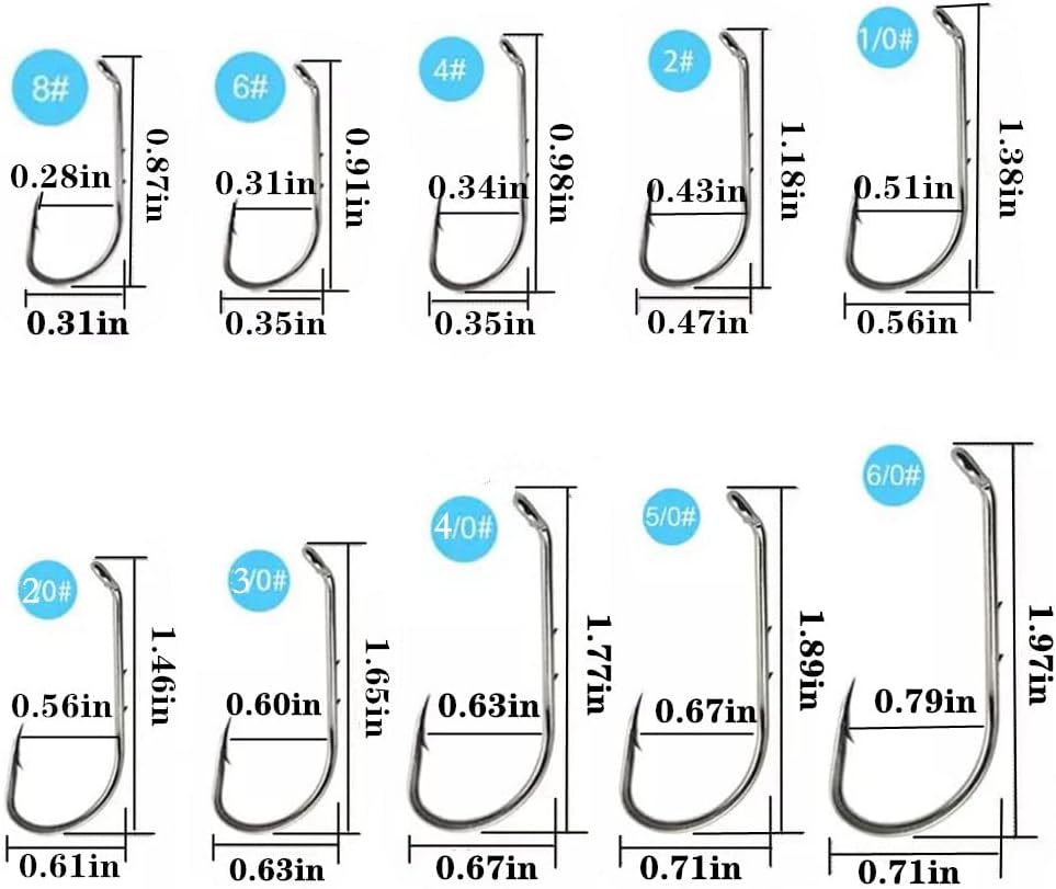 Baitholder Offset Fishing Hooks 100pcs Barbed Shank Down Eye Hooks