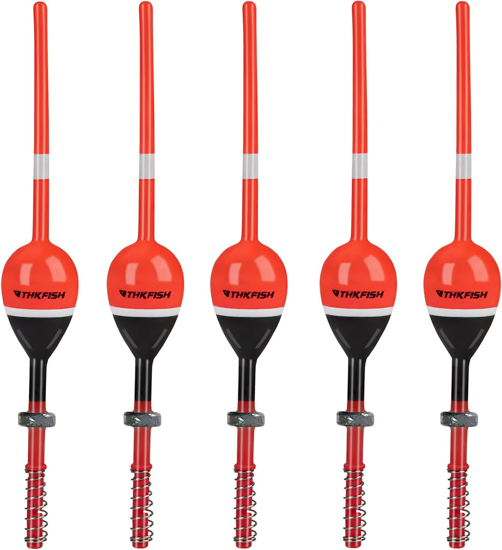 THKFISH Balsa Wood Spring Bobbers with Oval Slip Bobbers, Fishing Floats