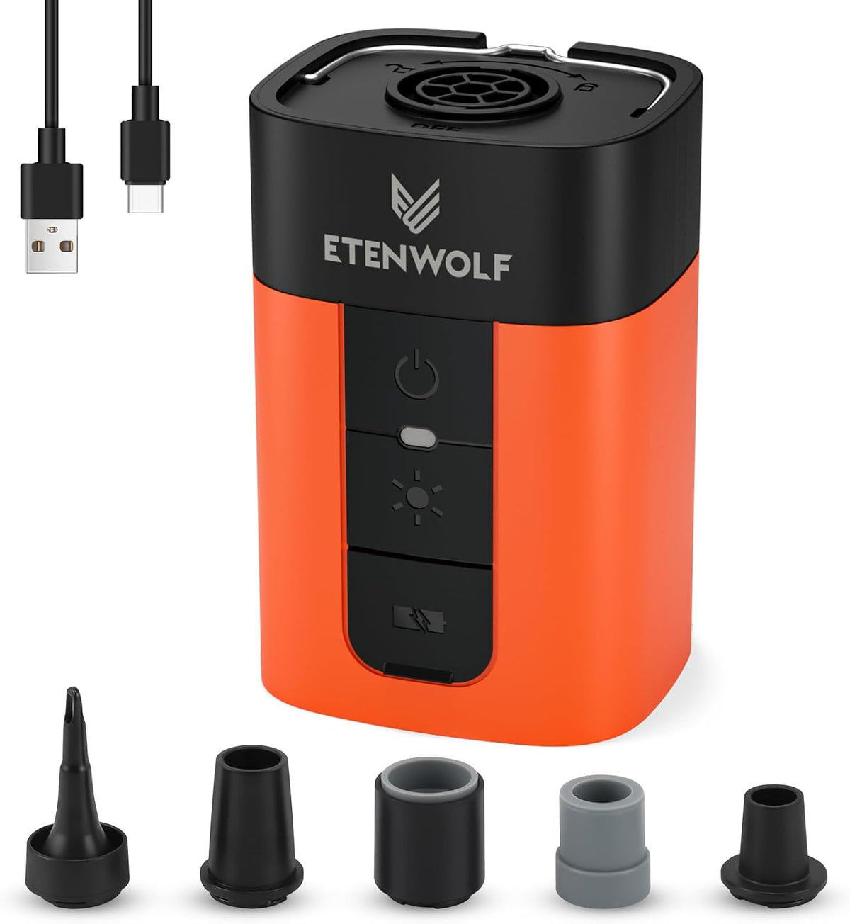 ETENWOLF Air Pump for Inflatables with 10400 mAh Battery & Camping Light