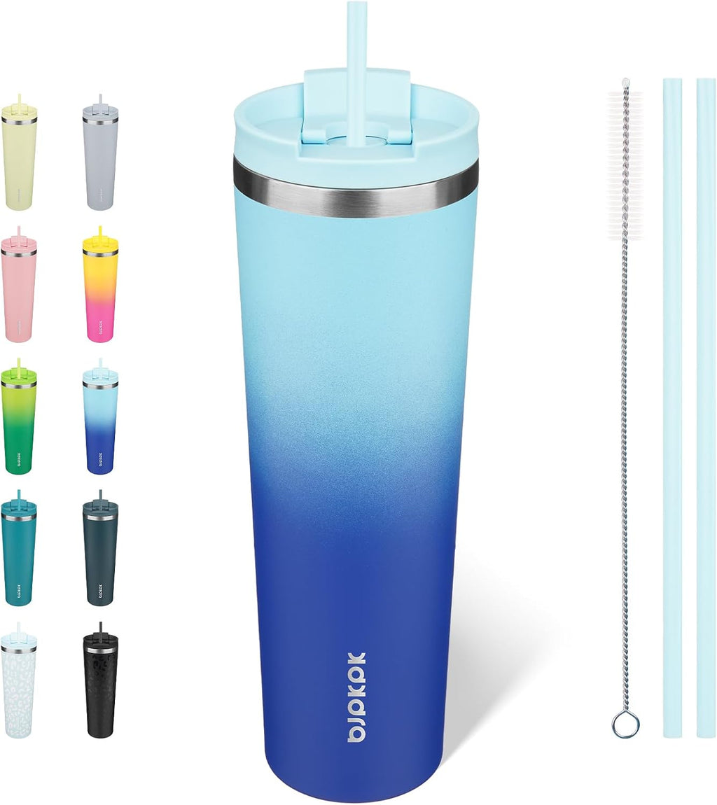 BJPKPK 34oz Coffee Tumbler with Straw, Insulated Stainless Steel Cup