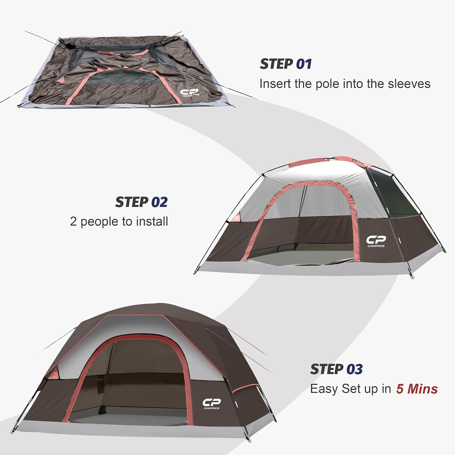CAMPROS CP Tents for Camping 2/4/6 Person, Waterproof Windproof Dome Tent