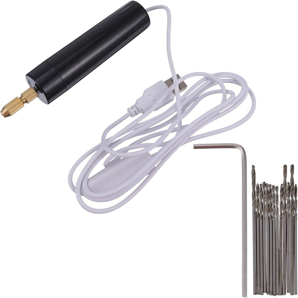 Portable Mini Electric Drill 15 Piece USB Handheld Tool for Wood Stone