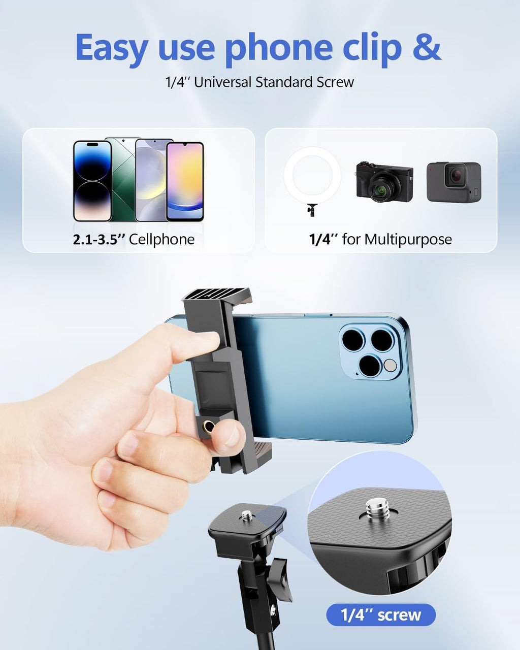 EMART 62’’ Cell Phone Tripod Stand with Remote for iPhone and Android