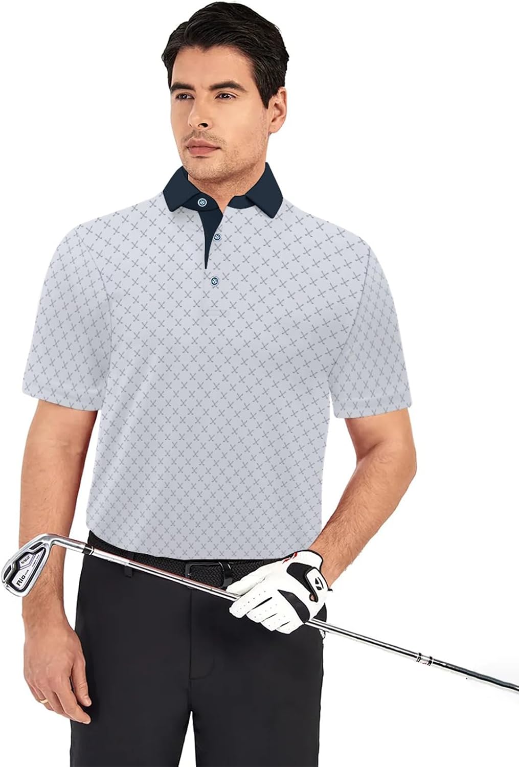 Hodaweisolp Golf Shirts for Men Dry Fit Print Short Sleeve Polo Shirt