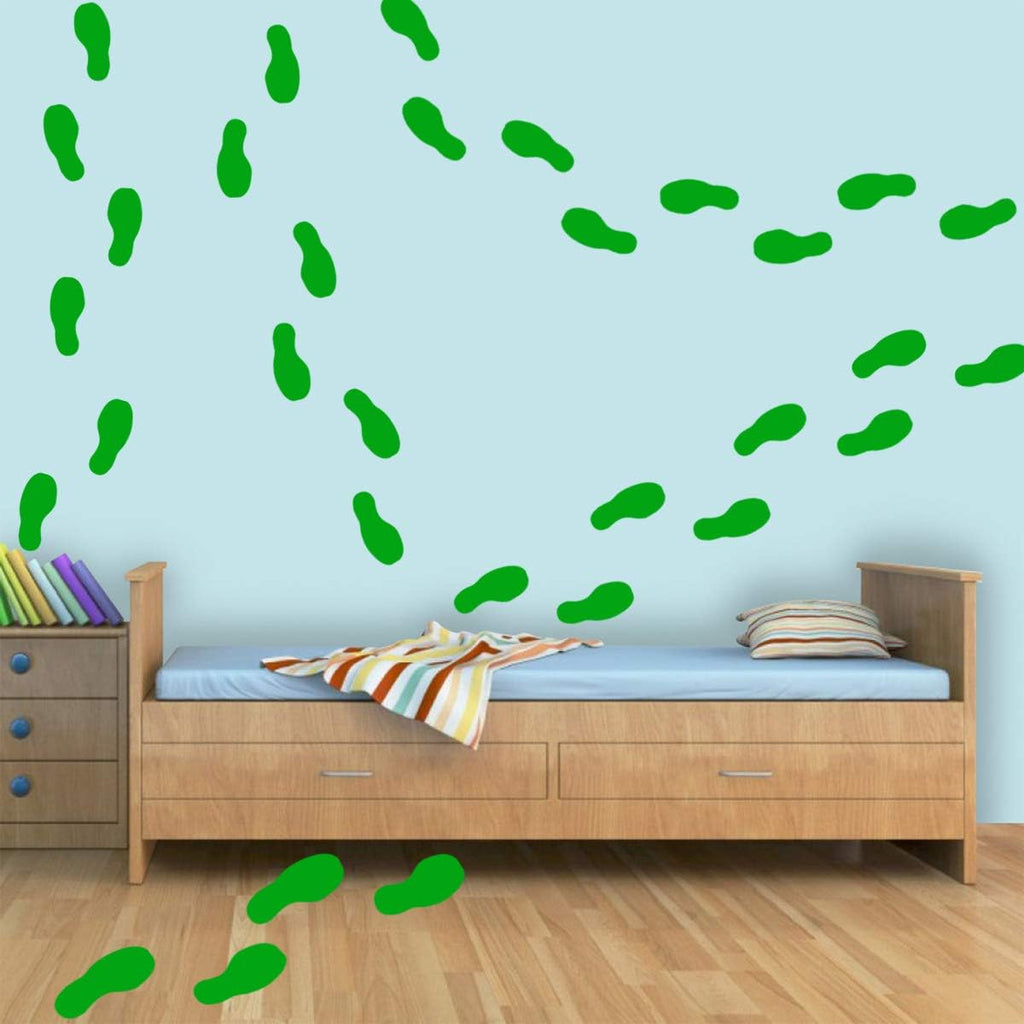 VWAQ Shoe Print Footprint Vinyl Decals - Peel and Stick Floor or Wall Stickers - 32 PCS (Green)