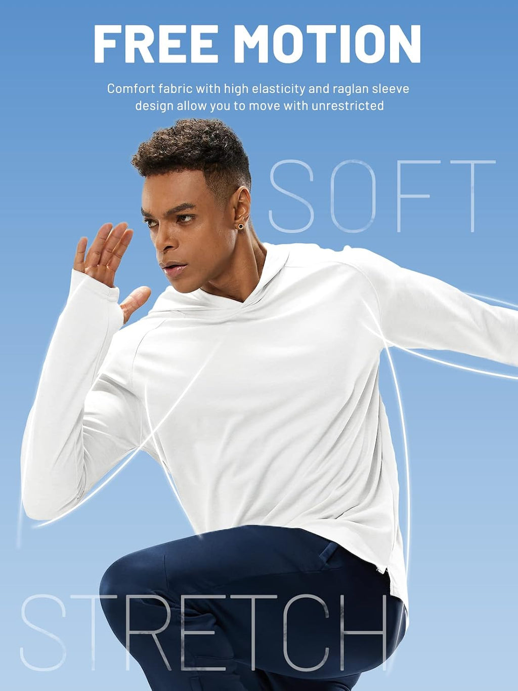 MIER Men's UPF 50+ Sun Hoodie Quick Dry Long Sleeve Shirts, Lightweight
