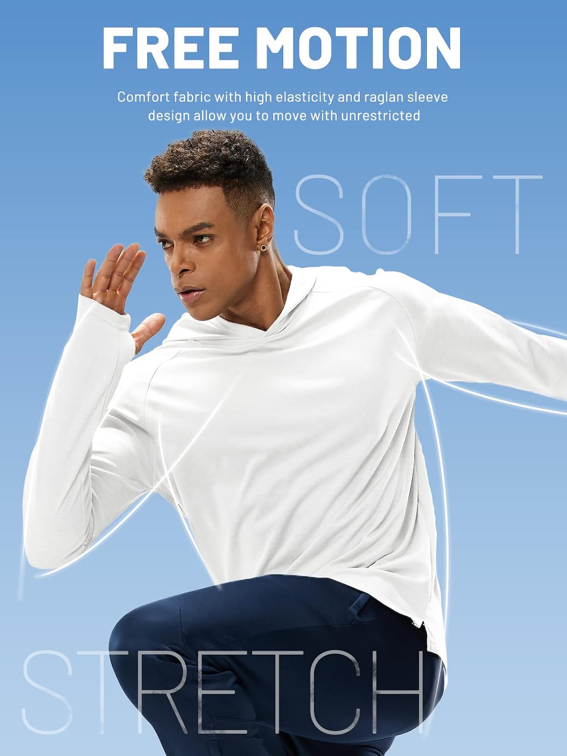 MIER Men's UPF 50+ Sun Hoodie Quick Dry Long Sleeve Shirts, Lightweight