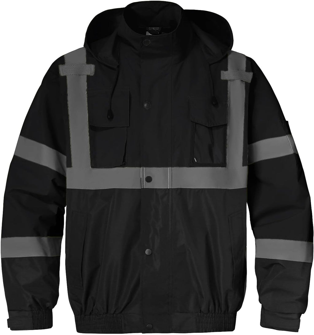 SKSAFETY Hi Vis Safety Rain Jacket for Men, Construction Work Rain Gear Heavy Duty Class 3 Rain Coat Waterproof Lightweight