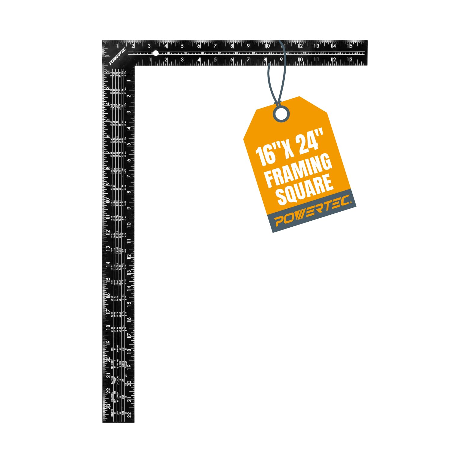 POWERTEC Carpenter Square 8" x 12" - L Square Ruler, Right Angle Square Tool, Woodworking Square for Carpentry, Construction, DIY, 2PK (80035-P2)