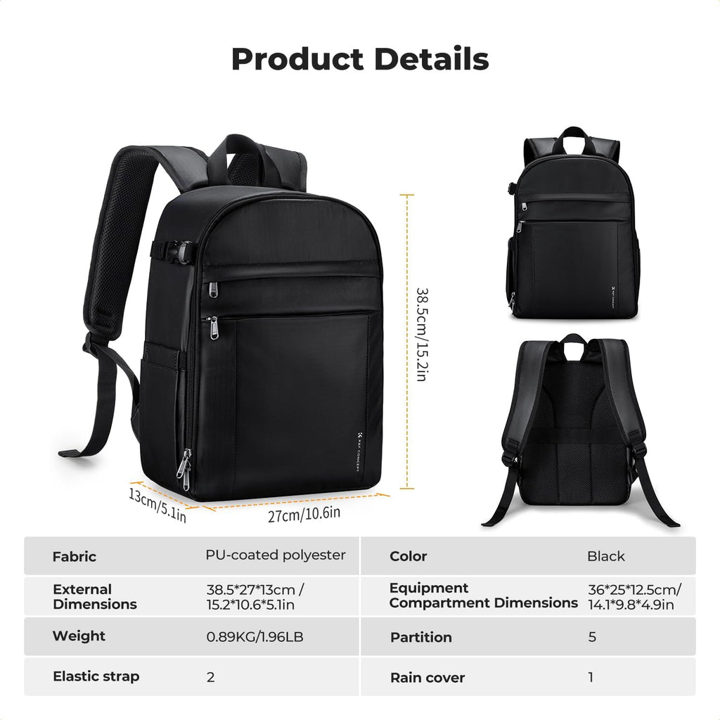 K&F CONCEPT Camera Backpack, Lightweight Camera Bag with Tripod Holder