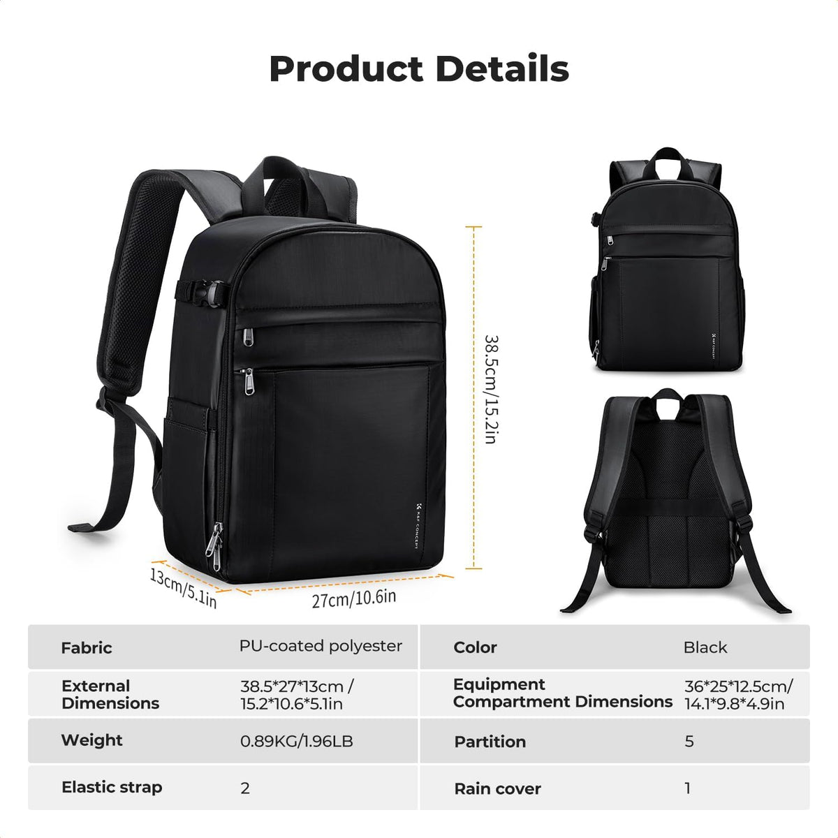 K&F CONCEPT Camera Backpack, Lightweight Camera Bag with Tripod Holder