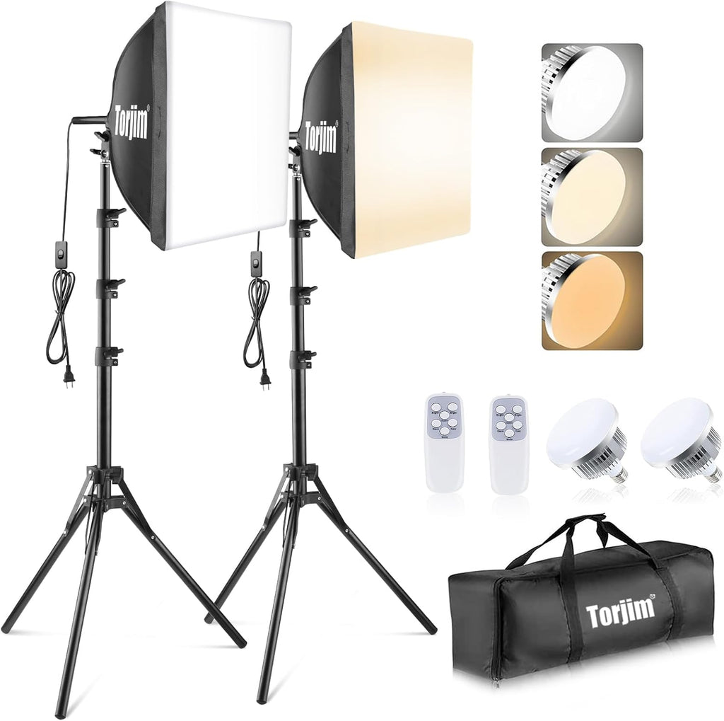Torjim Softbox Photography Lighting Kit | 16" X 16" & 85W LED Studio Lights