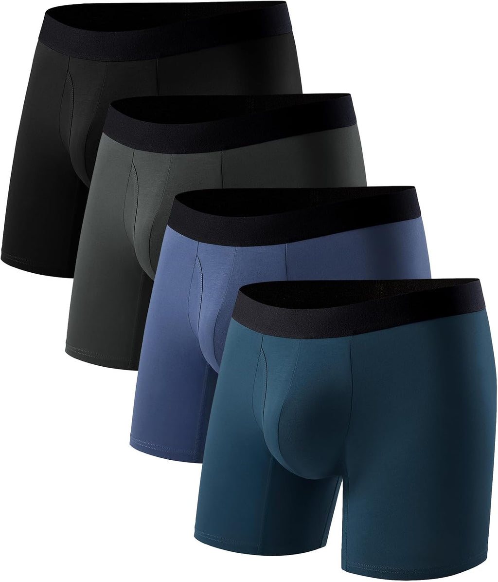 Men's Boxer Briefs Soft Breathable Stretch Cotton Underwear 4-Pack
