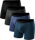 Men's Boxer Briefs Soft Breathable Stretch Cotton Underwear 4-Pack