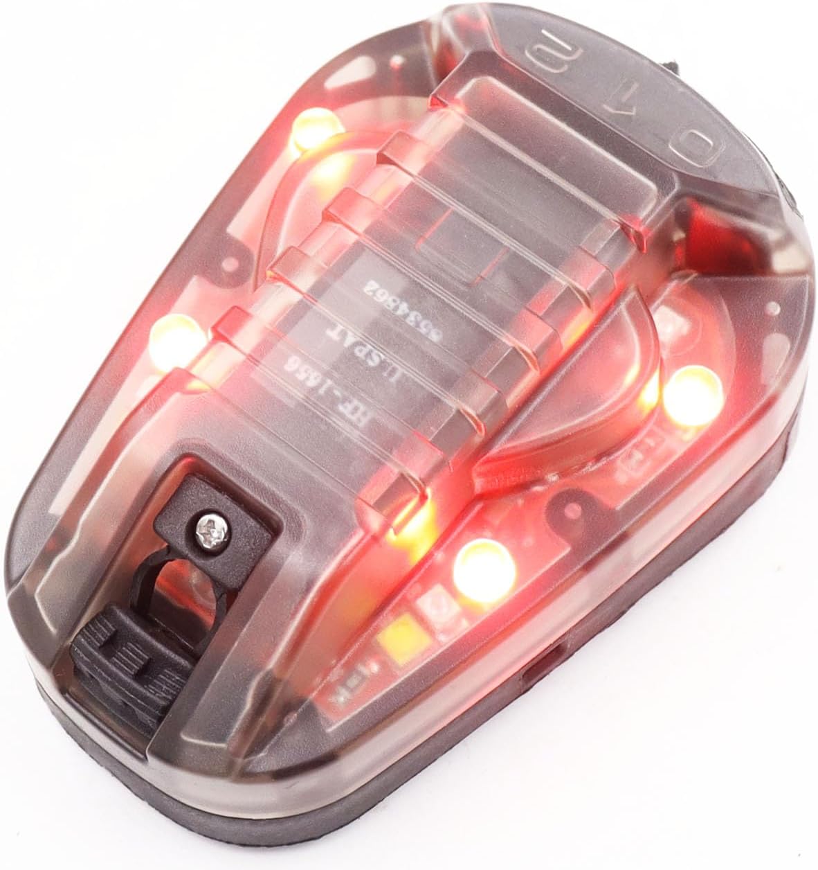 Tactical IR Strobe Helmet Light Military Identification Lights with Visible LED + White Strobe Survival Signal (Black-Red)