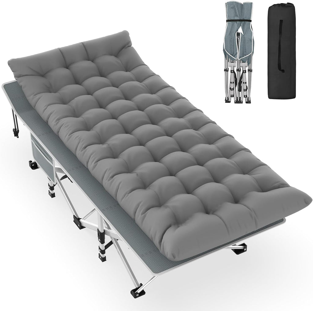 Slendor Folding Camping Cot with Mattress for Adults, 500lbs Portable Bed