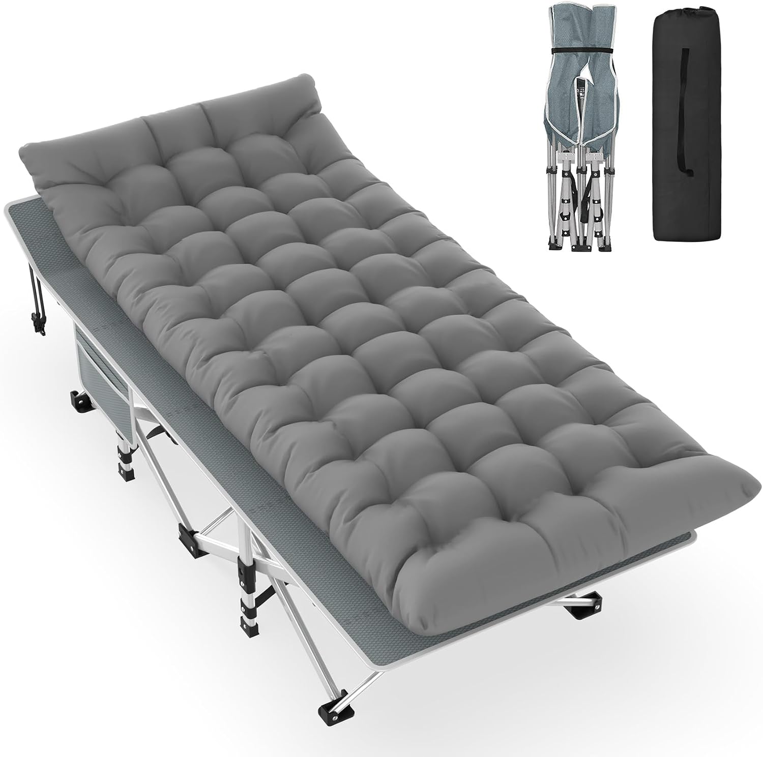 Slendor Folding Camping Cot with Mattress for Adults, 500lbs Portable Bed
