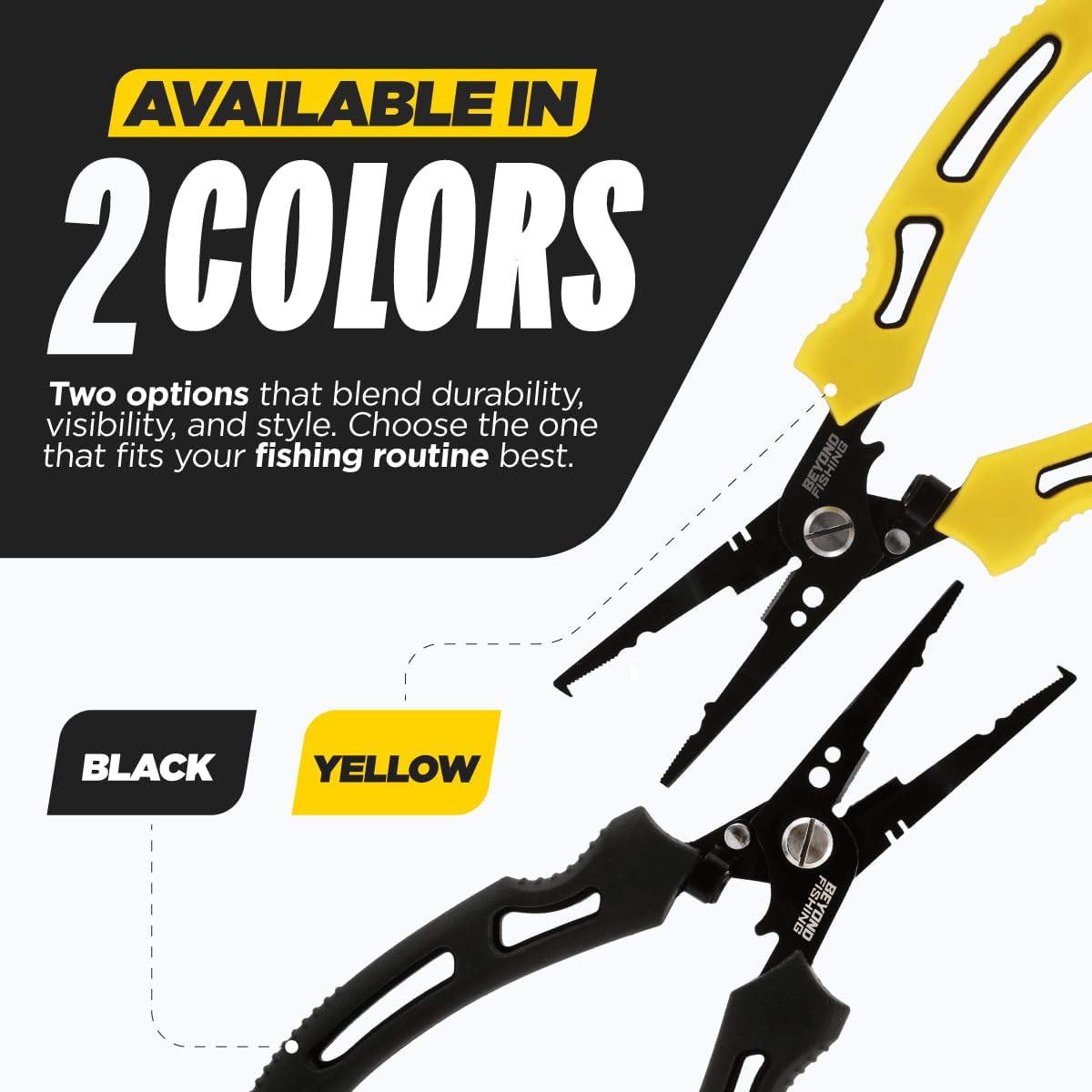Beyond Fishing QuickRig Fishing Pliers – Multifunction Stainless Steel Split Ring Pliers for Fishing with Line Cutter & Crimper – Corrosion Resistant & Spring Loaded Design
