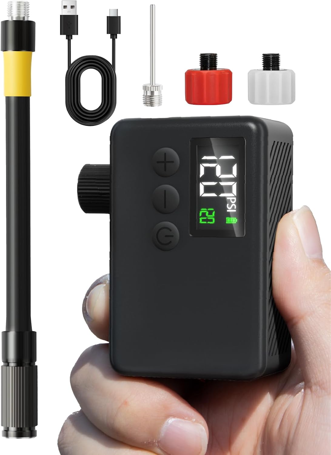 GPUTEK Mini Bike Pump Electric for Presta and Schrader Valves Bicycle Tire
