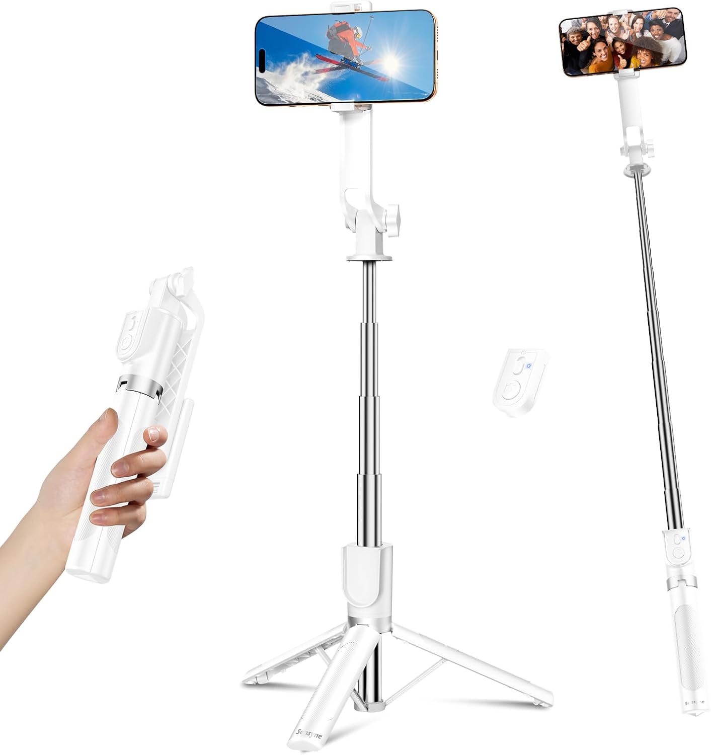 Sensyne Selfie Stick for Phone, Extendable Travel Tripod with Detachable Remote for Photography, Selfies, Compatible with All Cell Phones, Black