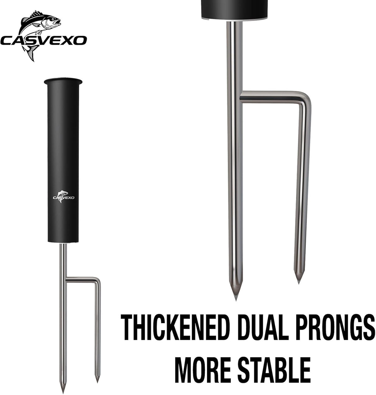 2/4 Pack Upgraded Fishing Pole Holder, Aluminum Fishing Rod Holder for Ground, Rod Holders for Bank Fishing, Free Alarm Bells