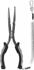 Booms Fishing F03 Needle Nose Fishing Pliers, 9" Fisherman's Pliers, Long Nose Hook Remover, Saltwater Resistant Fishing Gear, Gray