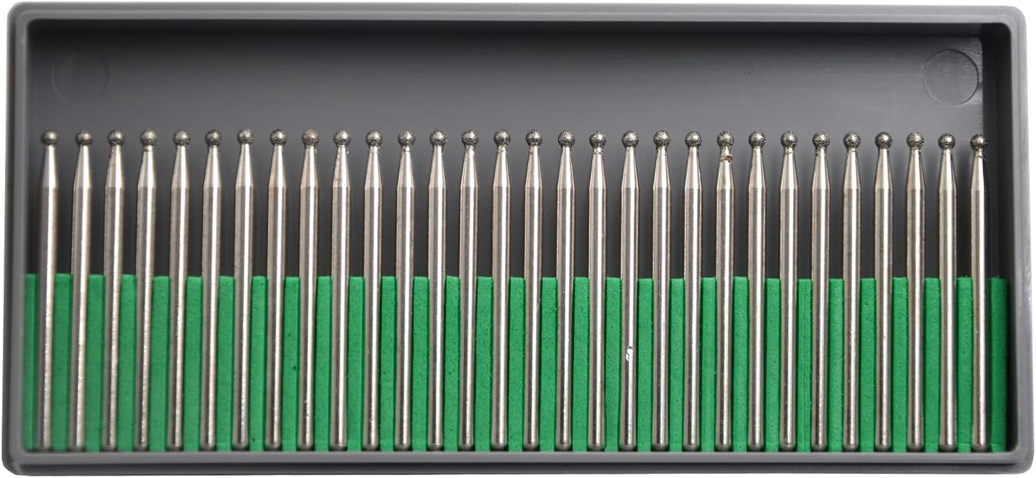 30Pcs 3mm Inverted Cone Head,3mm Shaft,Diamond Stone Abrasive Burs Burr Grit Bits for Rotary Tool Grinding Head Jewelry Lapidary Woodworking (Inverted Cone 3mm)
