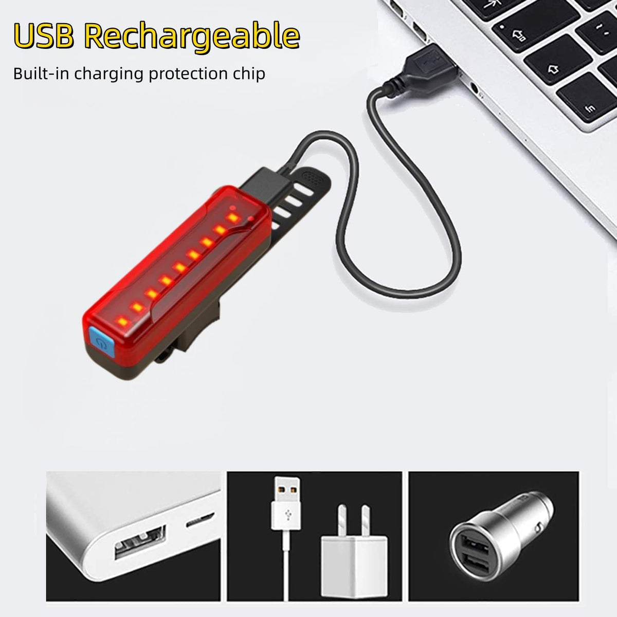 2 Pack LED Bike Tail Light,1200mAh Runtime 50 Hours,USB Rechargeable Bicycle Rear Light,IPX5 Waterproof,5 Light Modes for Adults Kids Men Women Road Mountain