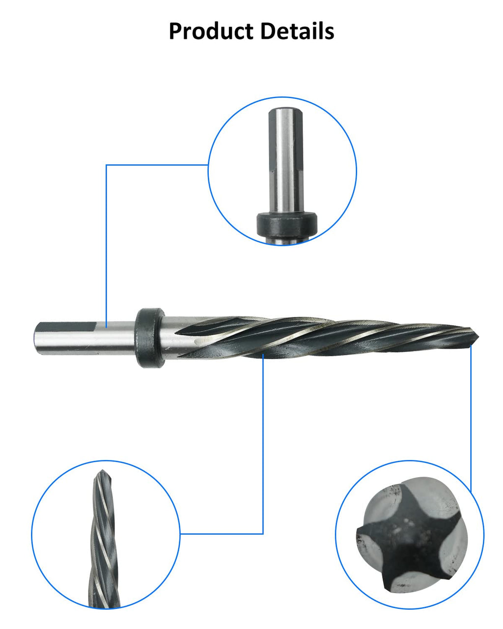 5/8" Drill Bridge/Construction Reamer Bit with 1/2" Shank HSS Taper Chucking Reamer Bit Tool for Steel Metal Wood Alloy Drilling Hole