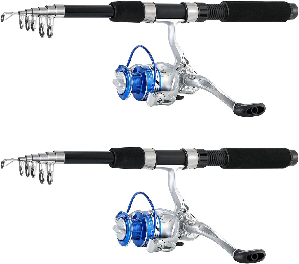 Tripquips Fishing Pole Combo, 6.9ft 2Pcs Telescopic Rods Set, Collapsible Fishing Rods, 2PCS Spinning Reel Set with Carrier Bag Freshwater Fishing Rod and Reel Combos Kits