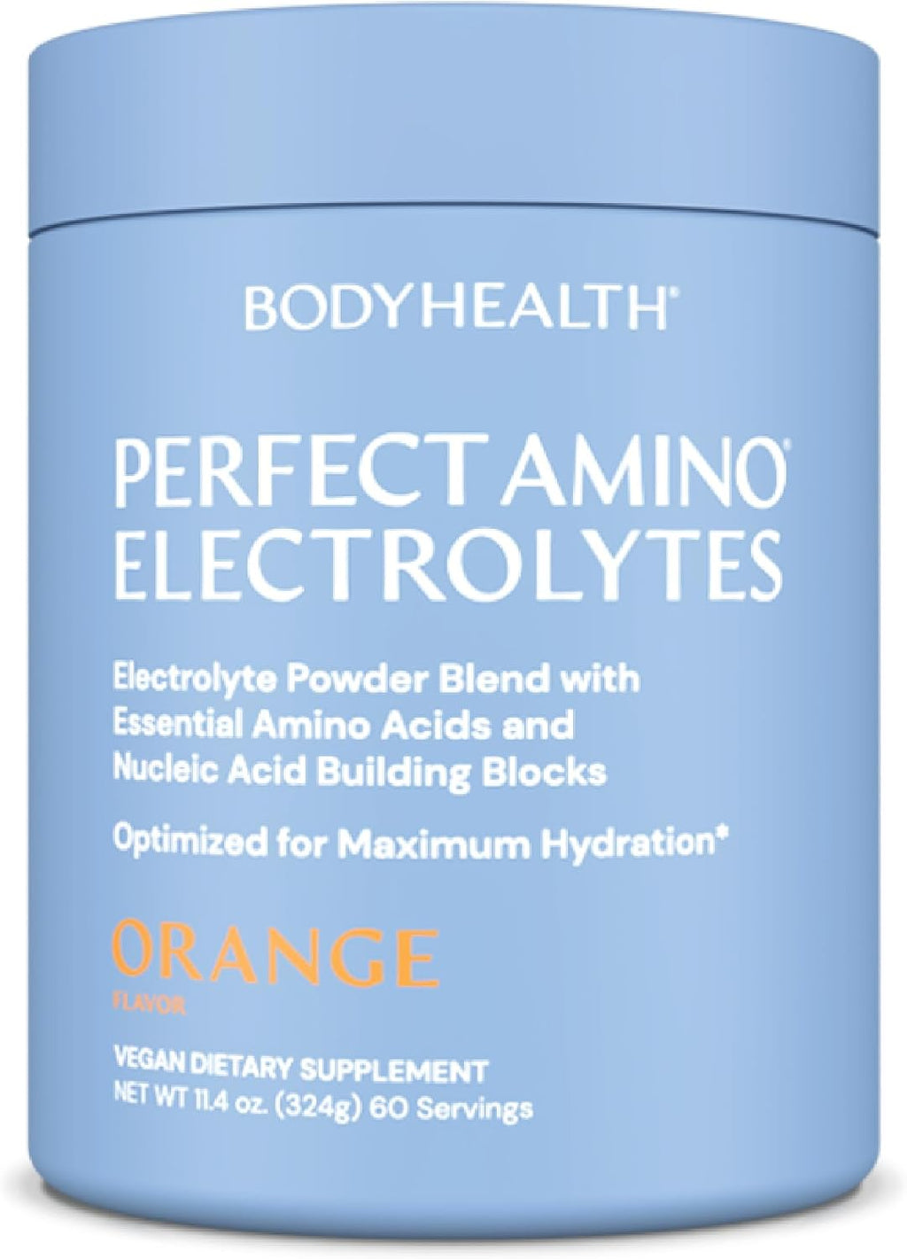 BodyHealth PerfectAmino Electrolytes Powder No Sugar, Hydration Fasting Keto Zero Sugar Electrolytes Drink Mix with Trace Minerals - Passion Fruit - 60 Servings