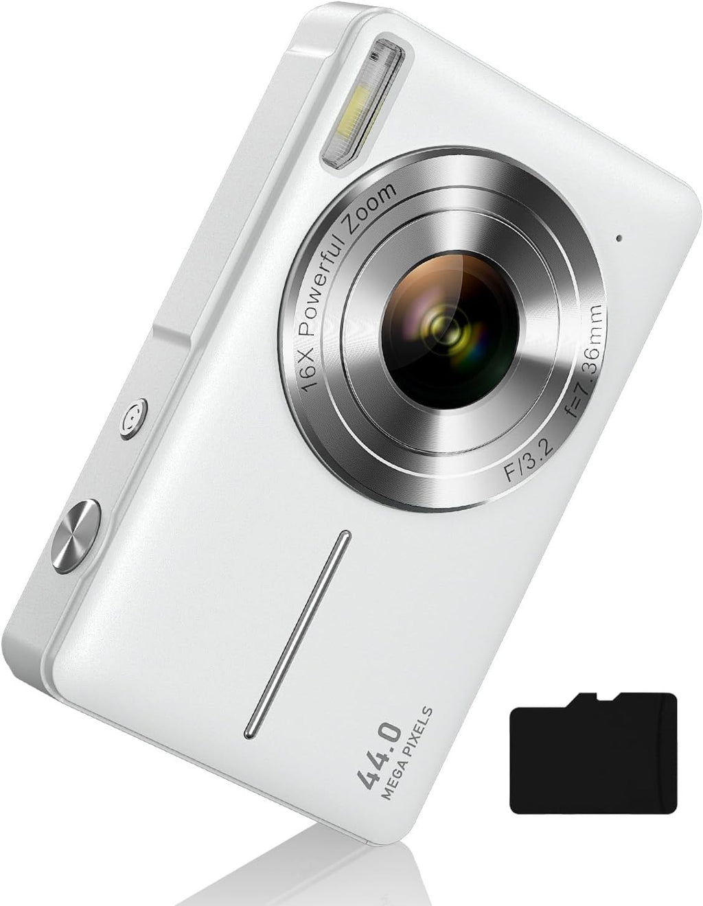 Digital Camera 1080P with 32G Card 16X Zoom Flash Portable for Kid, Black