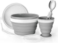 Odoland Camping Collapsible Silicone Cup and Bowl Set, Portable Mess Kit